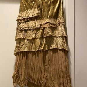 Elegant Asymmetrical Skirt in Gold and Tan